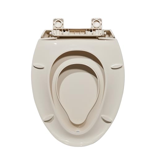 Toilet Seat, Elongated Toilet Seat with Toddler Seat Built in, Potty Training Toilet Seat Elongated Fits Both Adult and Child, with Slow Close and Magnets- Elongated Almond - color: Almond, size: Elongated, style: With Toddler Seat