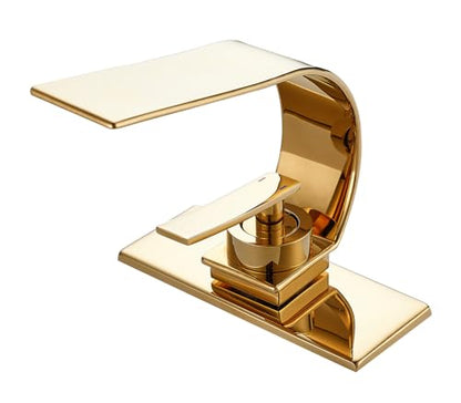 becola Modern Bathroom Sink Faucet, Single Handle Bathroom Faucets for Sink 1 Hole, Low Arc Touch On Faucet, Gold Hot and Cold Water Mixer Tap with Deck Plate - Gold - color: Gold