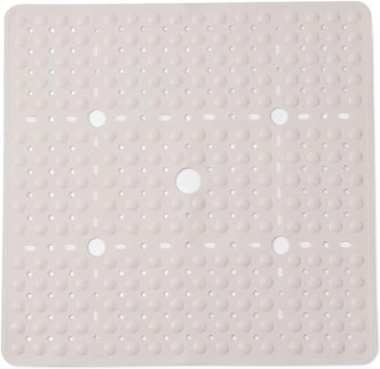 ENKOSI Square Shower Mat 27x27 inch - Anti Slip Bathroom Shower Stall Mats for Smooth Shower Floors - Square Bath Mat with Strong Secure Suction Cups and Drain Holes in Middle (Pearl White 27x27) - color: Pearl White