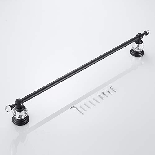 WINCASE Crystal Towel Bar, Black Adjustable Towel Rack, Single Hand Towel Holder Bathroom Shower Towel Rail Rod Modern Luxury Wall Mount Matte Black - color: Black Towel Bar
