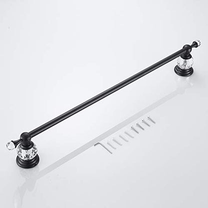 WINCASE Crystal Towel Bar, Black Adjustable Towel Rack, Single Hand Towel Holder Bathroom Shower Towel Rail Rod Modern Luxury Wall Mount Matte Black - color: Black Towel Bar