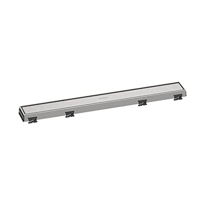 hansgrohe RainDrain Match Linear Tileable Shower Drain for 23 5/8" Rough with Height Adjustable Frame in Brushed Stainless Steel, Stainless Steel Rectangle Shower Floor Drain