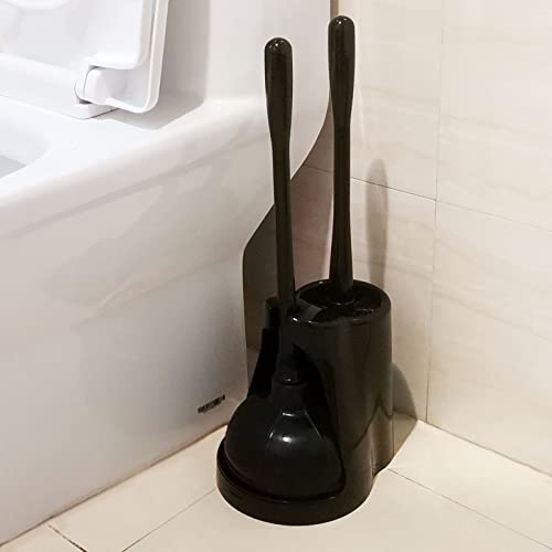 Casaphoria Toilet Plunger and Bowl Brush Combo for Bathroom Cleaning,Bathroom Accessories, Dark Black - style: Long_handle