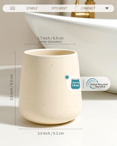 BosilunLife Ceramic Toothbrush Holder (Apricot, Rounded Base) - color: Apricot-rb, size: rounded base