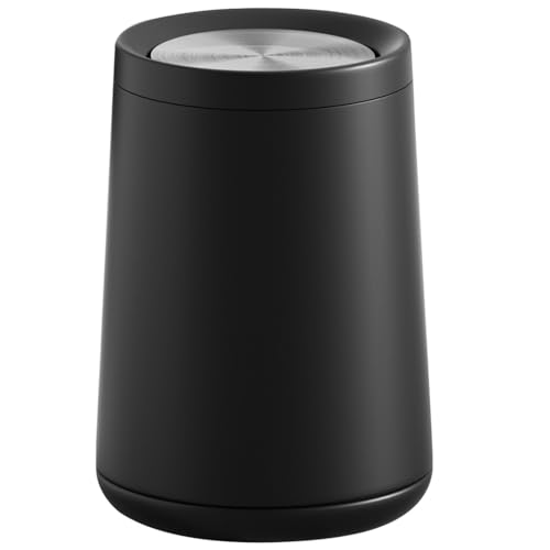 10 L/2.6 Gallon,Matte Black Bathroom Trash Can,Metal Garbage Can with Flipping Lid,for Bathroom, Living Room,Bedroom,Hotel,Office, Laundry Room (Black) - color: black