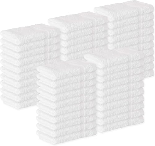 24 Pack Cotton Washcloths Set - 100% Ring Spun Cotton, Premium Quality Flannel Face Cloths, Highly Absorbent and Soft Feel Fingertip Towels (White)