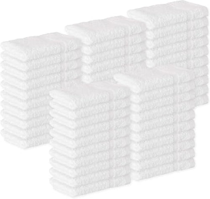 24 Pack Cotton Washcloths Set - 100% Ring Spun Cotton, Premium Quality Flannel Face Cloths, Highly Absorbent and Soft Feel Fingertip Towels (White)