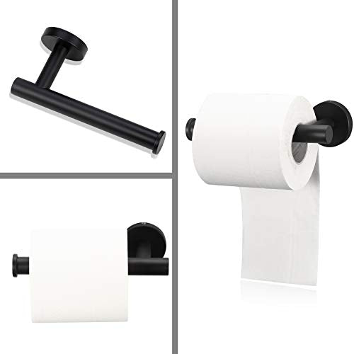 Bathroom Hardware Set 3 Piece-Robe Hook, Hand Towel Holder and Toilet Paper Holder for Bathroom Towel Rack Heavy Duty Towel Hanger Wall Mounted Bathroom Fixtures, Stainless Steel Matte Black - color: Matte Black-3