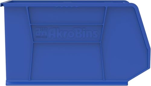 Akro-Mils 30265 AkroBins Plastic Storage Bins, 18"x8.25"x9", Blue, 6-Pack | Space-Saving Stackable Bins for Garage, Pantry, Craft Organization - color: Blue