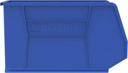 Akro-Mils 30265 AkroBins Plastic Storage Bins, 18"x8.25"x9", Blue, 6-Pack | Space-Saving Stackable Bins for Garage, Pantry, Craft Organization - color: Blue
