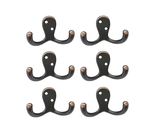 Premium Double Robe Hook, 2-3/4", Zinc Die Cast, Classic Oil-Rubbed Bronze, Made in Taiwan, 6 Pack - size: 6pack-Classic Oil-Rubbed Bronze