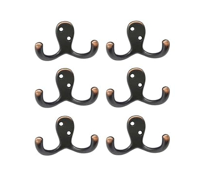Premium Double Robe Hook, 2-3/4", Zinc Die Cast, Classic Oil-Rubbed Bronze, Made in Taiwan, 6 Pack - size: 6pack-Classic Oil-Rubbed Bronze