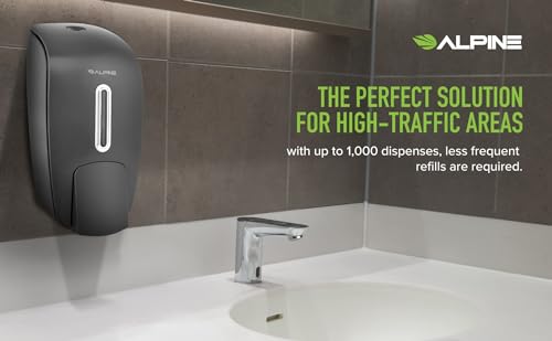 Manual Soap Dispenser Wall Mount - Commercial Soap Dispenser Wall Mounted for Liquid Soap & Hand Sanitizer in Bathroom, Kitchen, Businesses Refillable Large 800 ml Capacity - Grey by Alpine Industries