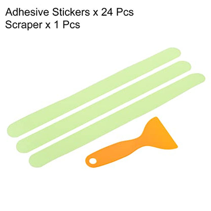 PATIKIL 24Pack Non Slip Bathtub Stickers 15x0.8 Decal Square Light Green | Fluorescent Safety Shower Treads, Adhesive Decal Square, with Scraper, for Stairs Tub Shower