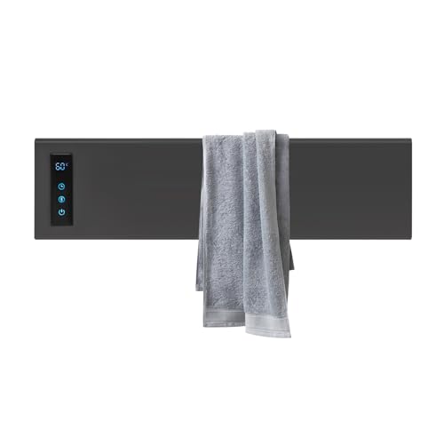 Electric Towel Warmer Rack, Wall-Mounted Towel Heater with Built-in Timer & Temperature Control, Electric Towel Dryer for Bathroom, IPX4 Waterproof, Gun Grey