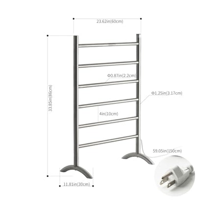 Freestanding Towel Warmer, Brushed Stainless Steel | Top One-Button Timer (2H/4H/Continuous), Rapid Heating, No Bending, Stainless Steel, Bathroom/Dressing Room。 - color: Brushed