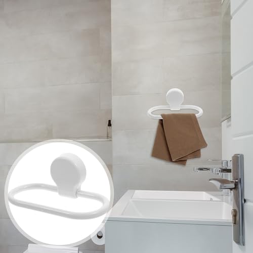 OSALADI 3PCS Self Adhesive Towel Ring Thickened Wall-Mount Hand Towel Holder Rack for Bathroom Kitchen No Drilling Easy Installation White