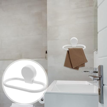 OSALADI 3PCS Self Adhesive Towel Ring Thickened Wall-Mount Hand Towel Holder Rack for Bathroom Kitchen No Drilling Easy Installation White