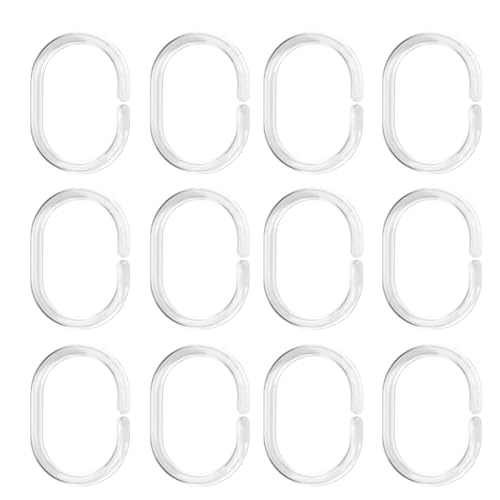 Plastic Shower Curtain Hooks C Shape Shower Curtain Rings for Bathroom Shower Rod Window Curtains Hanger (Clear, 12pack) - color: Clear, size: 12pack