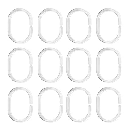 Plastic Shower Curtain Hooks C Shape Shower Curtain Rings for Bathroom Shower Rod Window Curtains Hanger (Clear, 12pack) - color: Clear, size: 12pack