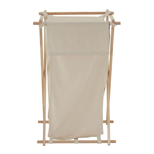 Household Essentials 6785-1 Collapsible Wood X-Frame Laundry Hamper with Fold Over Lid - color: Natural, style: Hamper
