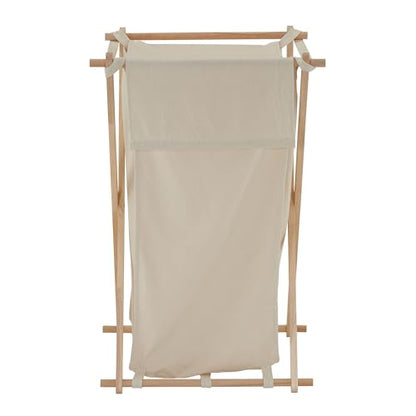 Household Essentials 6785-1 Collapsible Wood X-Frame Laundry Hamper with Fold Over Lid - color: Natural, style: Hamper
