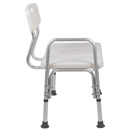 Flash Furniture HERCULES Series 300 Lb. Capacity Adjustable White Bath & Shower Transfer Bench with Back and Side Arm - color: White