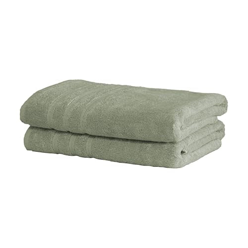 Turkish Bath Towels, 2 Pack, 30 x 58 in, 700 GSM, Seagrass Green | 2 jumbo bath towels, 30 x 58 in, woven in Turkey, 700 GSM, 50% viscose made from bamboo and 50% Aegean Turkish cotton, plush - color: Seagrass Green, size: Bath Towels, Set of 2