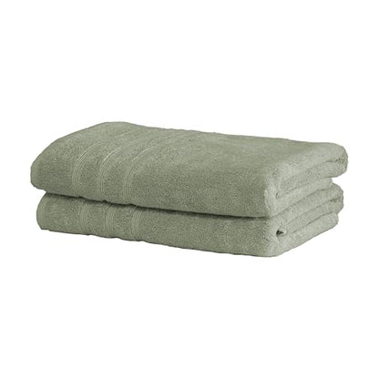 Turkish Bath Towels, 2 Pack, 30 x 58 in, 700 GSM, Seagrass Green | 2 jumbo bath towels, 30 x 58 in, woven in Turkey, 700 GSM, 50% viscose made from bamboo and 50% Aegean Turkish cotton, plush - color: Seagrass Green, size: Bath Towels, Set of 2