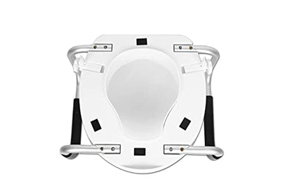 PEPE Mobility Raised Toilet Seat with Handles and Lid for Elderly 4" High, Fits Round and Elongated up to 15" Wide, Commode Seat with Sturdy Brackets, Medical Aid - color: White