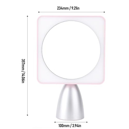 Yosoo 30x Magnifying Mirror with Light, Large 6' Lighted 30x Magnified Mirror with Suction Cups & Table Stand, Lighted Makeup Mirror with 12 Brightness Levels, 360° Rotation (Pink - color: Pink Silver