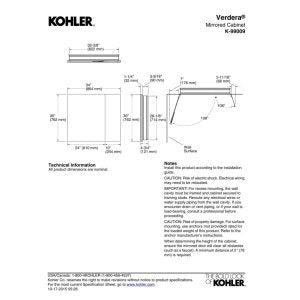 Kohler Verdera 34 in. W x 30 in. H Recessed Medicine Cabinet in Anodized Aluminum, Silver - size: 34" W x 30"H, style: Magnifying Mirror + Slow Close