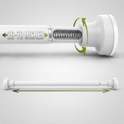 Adjustable Shower Curtain Rod - Rust Free Shower Rods 26x78 Inches | No Drill Curtain Rod with Spring, Versatile & Heavy Duty Tension Rod for Home, Kitchen, Bedroom, Closet & Showers - color: White
