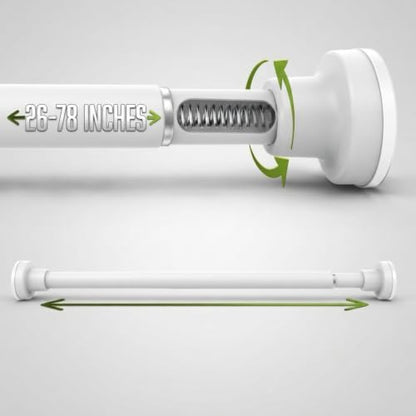 Adjustable Shower Curtain Rod - Rust Free Shower Rods 26x78 Inches | No Drill Curtain Rod with Spring, Versatile & Heavy Duty Tension Rod for Home, Kitchen, Bedroom, Closet & Showers - color: White