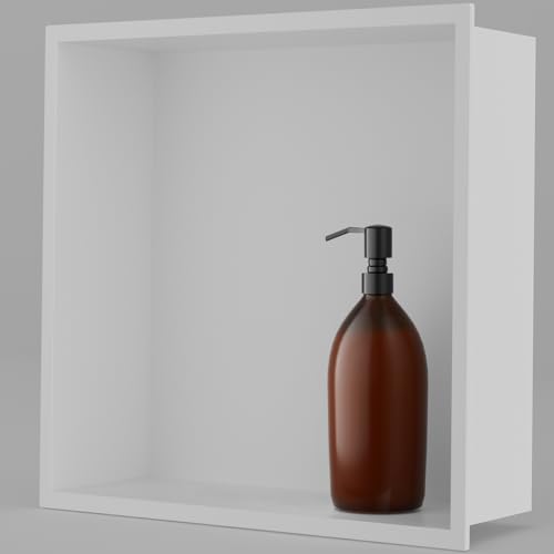 Achelous Stainless Steel Insert Shower Niche 12" X 12" NO Tile Needed, Bathroom Wall Recessed Shelf Organizer, Wall-inserted Caddy, Matte White - color: Matte White, size: 12" X 12"