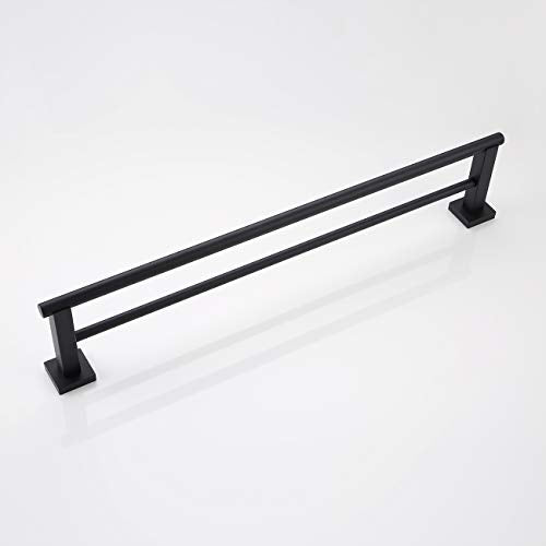 Miyili Matte Black Double Bath Towel Bar 30-Inch SUS 304 Stainless Steel Towel Holder Rack for Bathroom, A02B75B - color: Matte Black, size: 30-Inch