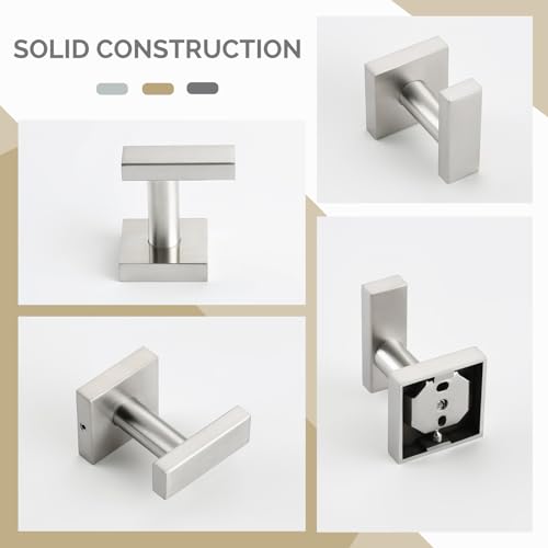 Angle Simple Towel Hook Brushed Nickel, Robe Coat Hand Towel Holder | Rustproof SUS304 Stainless Steel, Square Hook for Bathroom Shower Closet, Solid and Heavy Duty, Screws Mounted - color: Brushed Nickel