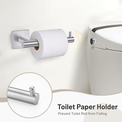 Towel Ring Set 4 Piece Bathroom Hardware Set Includes Towel Ring 2 Towel Hooks and Toilet Paper Holder Stainless Steel Wall Mounted (Brushed Nickel) - color: Brushed Nickel, size: Set C