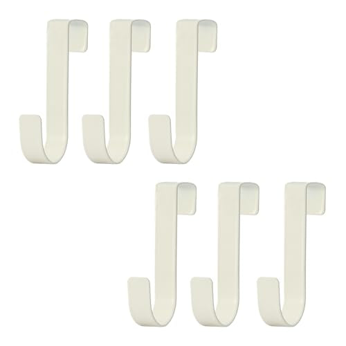 Over Cabinet Door Hooks, 6 Pack Heavy Duty Metal J-Hooks for Kitchen, Bathroom, Laundry Room, Cabinet Hooks for Hanging, Hold Up to 7 lbs, Space-Saving Organizer - color: White-6pcs