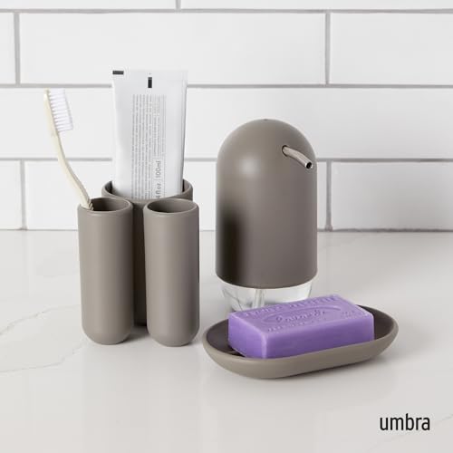 Umbra Touch Soap Dish for Bathroom - Modern Oval Shape for Sink - Durable and Easy to Clean, Grey - color: Grey