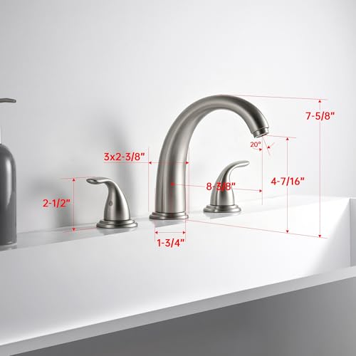 SUMERAIN Classic Roman Bathtub Faucet Brushed Nickel Tub Faucet 3 Hole 2 Handle, Valve Included | High Flow, Valve Included, Easy Install - color: Brushed Nickel, size: 8-3/8" spout reach