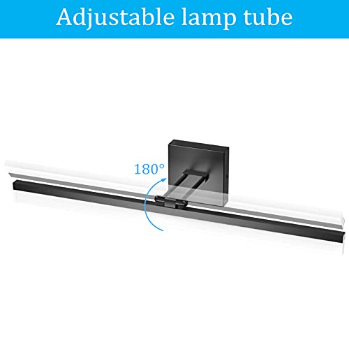 Ralbay 32" Matte Black Bathroom Vanity Light - 18W Adjustable Modern LED Lighting Fixture for Bathroom (6000K Cool White Light) - color: Black, size: 32 inch