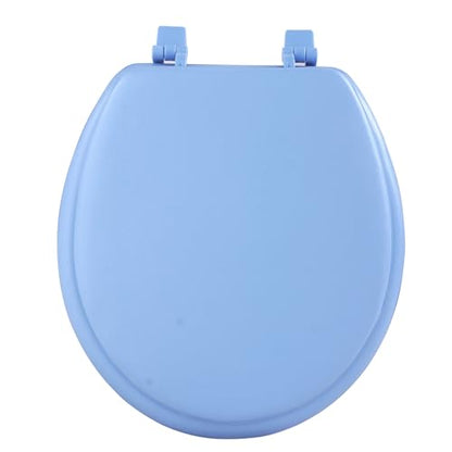 PowerSellerUSA Vinyl Round Soft Toilet Seat, Adjustable Hinges Toilet Seats with Non Slip Grip Tight Bumpers, Standard Heavy Duty Plastic Bathroom Toilet Seat Close Lid Set, Aqua - color: Aqua - Vinyl, size: 17" Standard