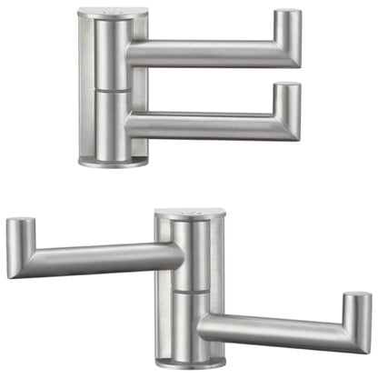 Suyar Brushed Nickel Double Towel Hook, Bathroom Swivel Robe Hook 2 Arms | Foldable Robe Coat Hanger for Kitchen RV Cabinet, SUS304 Stainless Steel Space Saving Towel Holder, Wall Mounted, 2 Pack - color: Brushed Nickel, size: 2 Pack