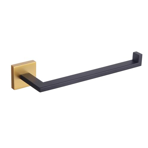 GERZWY Modern Towel Holder Contemporary Style Stainless Steel Towel Hanger Towel Ring for Bathroom Wall Mount (Black & Gold) IG1806-BD - color: Black & Gold