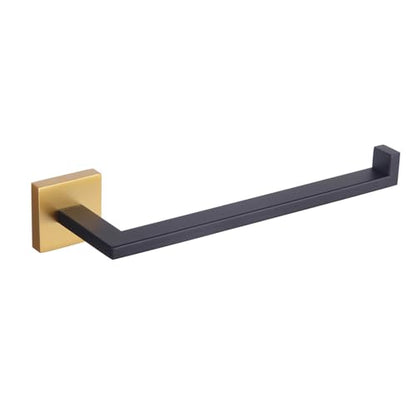 GERZWY Modern Towel Holder Contemporary Style Stainless Steel Towel Hanger Towel Ring for Bathroom Wall Mount (Black & Gold) IG1806-BD - color: Black & Gold