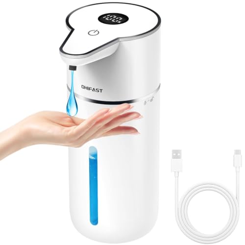 Automatic Liquid Soap Dispenser Touchless,6-Level Adjustable,USB Rechargeable Smart Soap Dispenser,16.9oz/500mL Compatible with Thick Thin Dish/Hand Soap for Bathroom Accessories Kitchen Sink-White - color: White