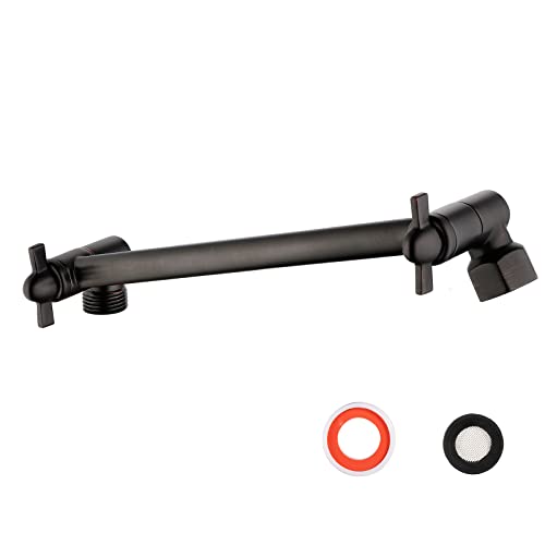 Adjustable Shower Extension Arm, 10 Inch Brass Oil Rubbed Bronze Shower Arm Extension for Shower Head, Universal Shower Extension for Fixed Shower Head - color: Oil Rubbed Bronze, size: 10 Inch