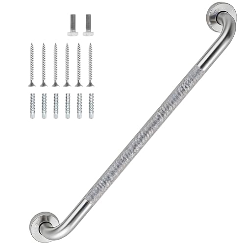 36 Inch Shower Grab Bar 1.25" Dia,Brushed Nickel Anti Slip Bathroom Grab Bar, 304 Stainless Steel Knurled Handicap Grab Bars, Safety Support Handrail, Bath Shower Handle for Elderly Injury Senior