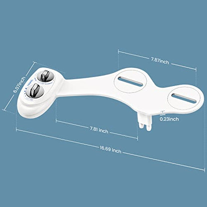 YASFEL Bidet Attachment for Toilet, Self-Cleaning Bidet Sprayer Non-Electric Dual Nozzle for Feminine/Posterior Wash Bidet Toilet Attachment with Pressure Controls (White) - color: White